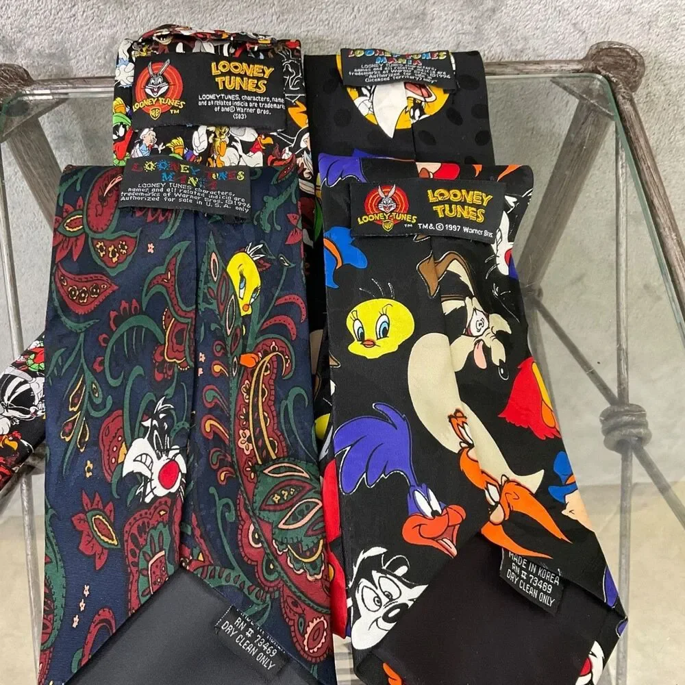 Looney Tunes Mania Vintage classic Tie lot of 4 1990's Y2K Marvin the Martian +